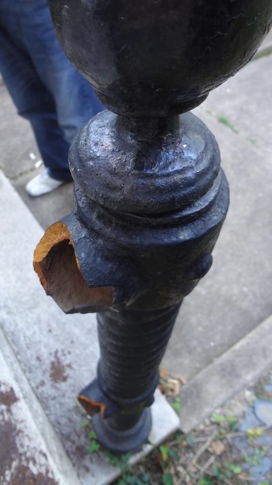 Condition of newel post before the GLBC repair.